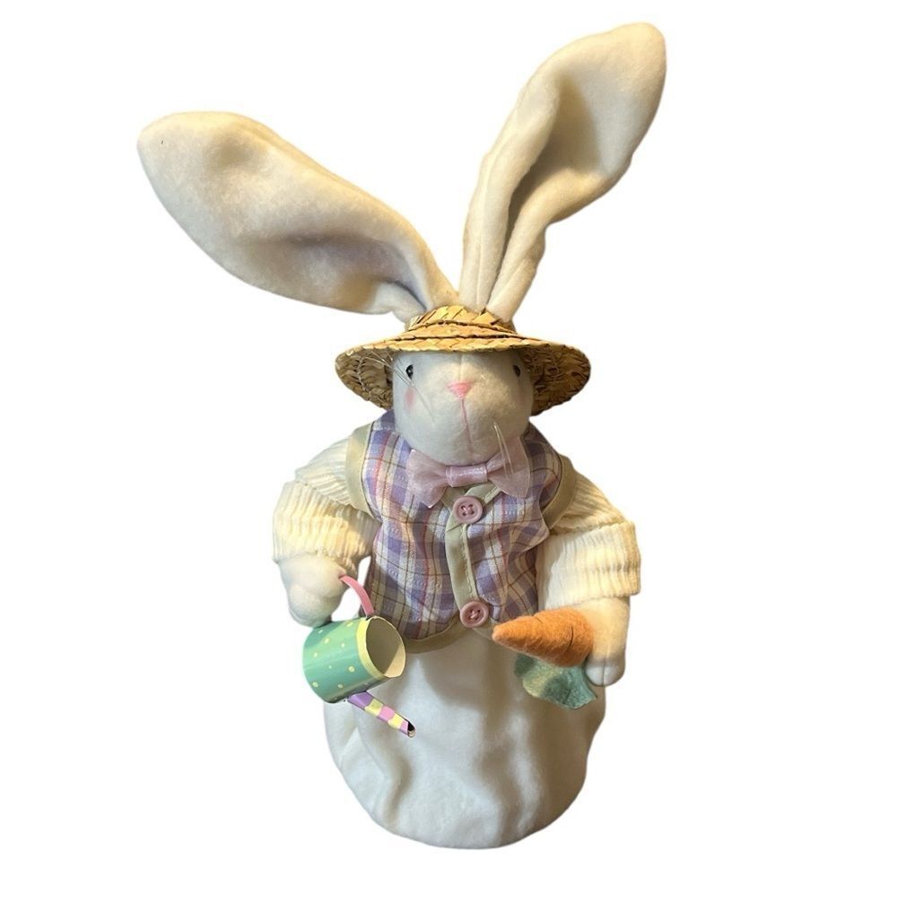 Easter Bunny Plush with Straw Hat